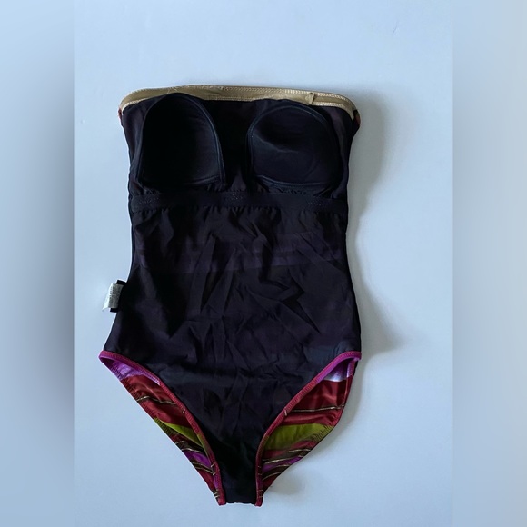 Gottex Metallic Striped One Piece Swimsuit Gold Purple Brown Women’s size 8 - Picture 7 of 11